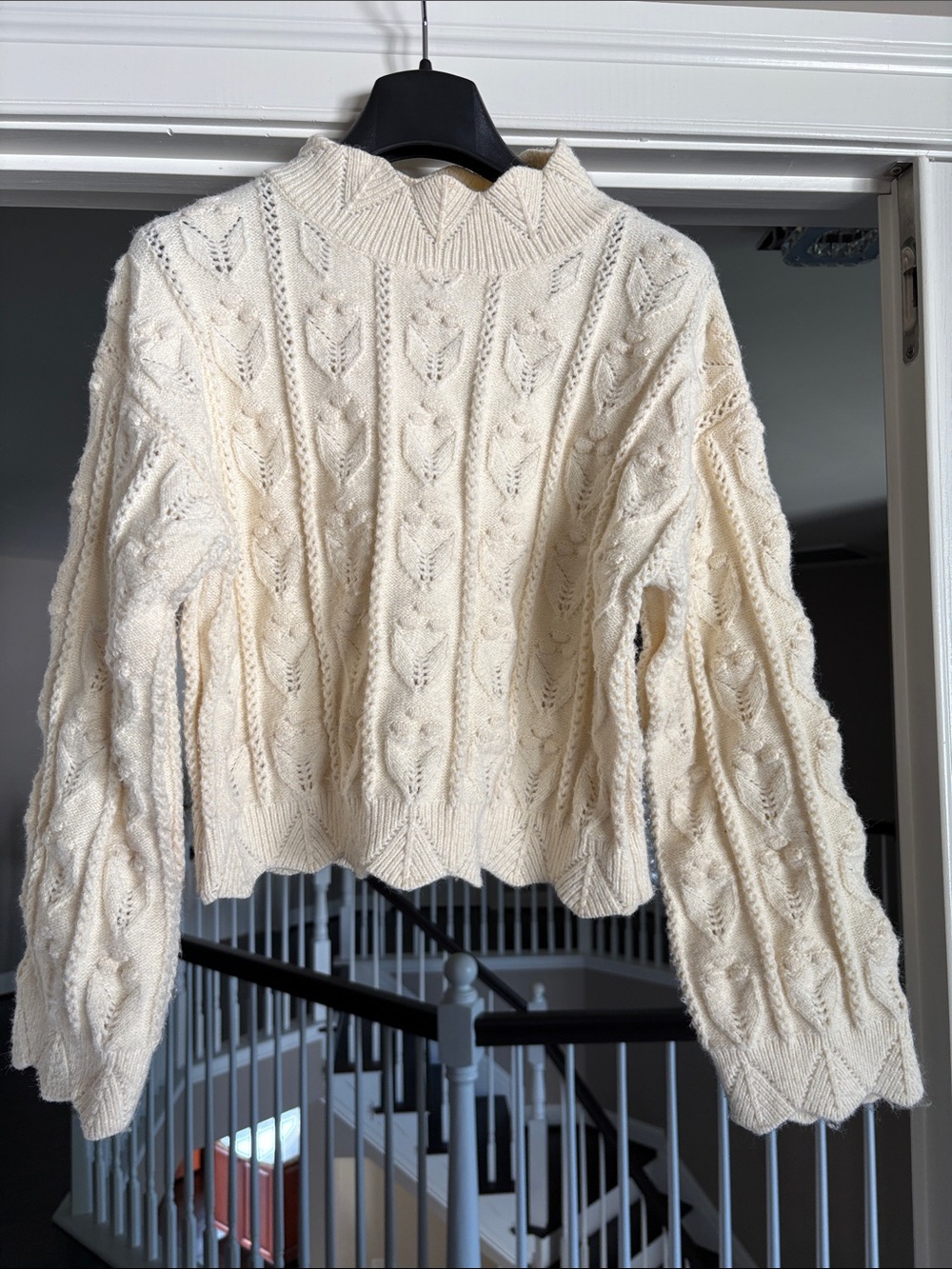 Cider Cream Cable-Knit Cowl-Neck Sweater